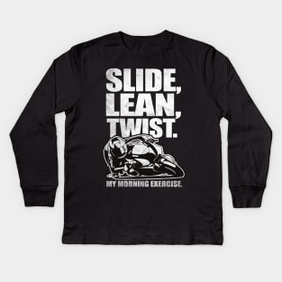 Slide, Lean, Twist. Sports Bike Kids Long Sleeve T-Shirt
